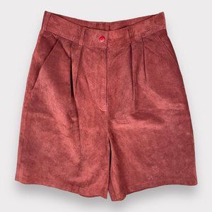 Pia Rucci Vintage Red High Rise Genuine Leather Tailored Shorts Women's Size 8